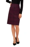 Halogen Plaid Seamed Pencil Skirt In Grape Wine