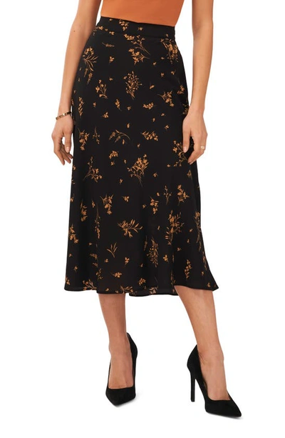 Halogen Floral Pull-on Skirt In Rich Black