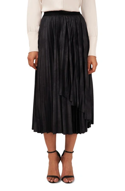 Halogen Pleated Faux Wrap Skirt In Rich Black