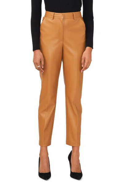 Halogen Straight Leg Faux Leather Trousers In Desert Camel