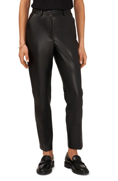 Halogen Straight Leg Faux Leather Trousers In Rich Black