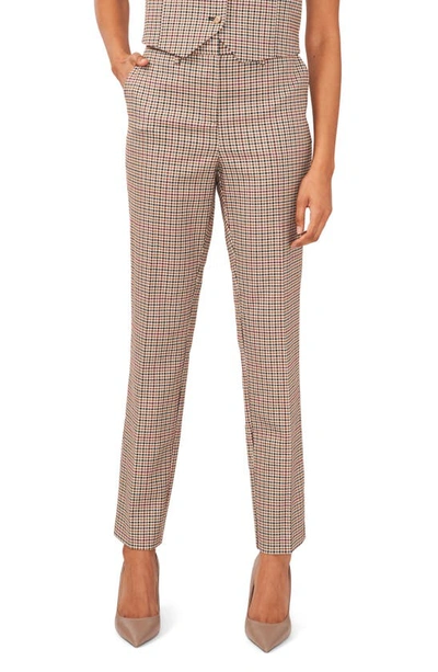 Halogen Check Straight Leg Trousers In Dark Roast