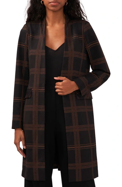 Halogen Windowpane Plaid Topper Coat In Rich Black
