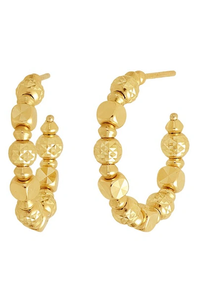 Bony Levy 14k Gold Sculpted Bead Hoop Earrings In 14k Yellow Gold