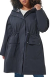 Barbour Bowles Waterproof Longline Jacket In Dk Navy/ Dress