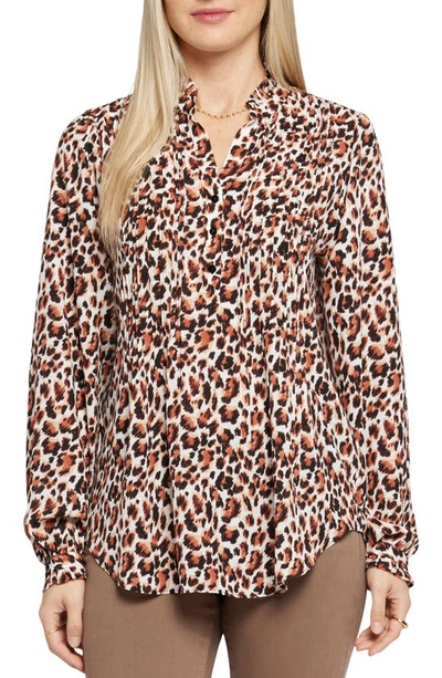 Nydj Pleated Yoke Long Sleeve Peasant Blouse In Evita