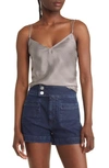 Frame Stripe V-neck Silk Camisole In Espresso Multi
