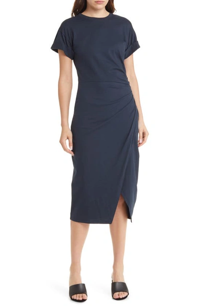 Frame Faux Wrap Dress In Blue