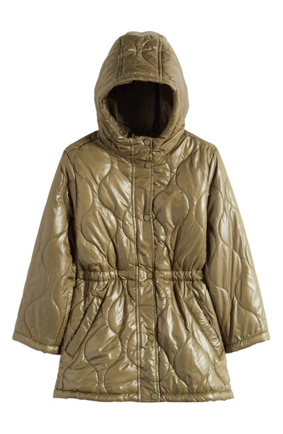 Urban Republic Kids' Quilted Hooded Jacket In Olive