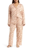 Nordstrom Moonlight Eco Knit Pajamas In Tan Mocha Sleepy Zebra