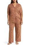 Nordstrom Moonlight Eco Knit Pajamas In Tan Sandstorm Leopard Spots