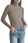 Splendid Cotton Blend Turtleneck In Black/ Camel Heather