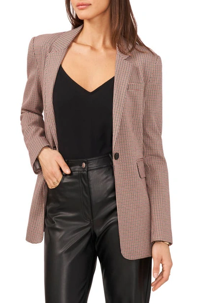 1.state Houndstooth One-button Blazer In Deep Red