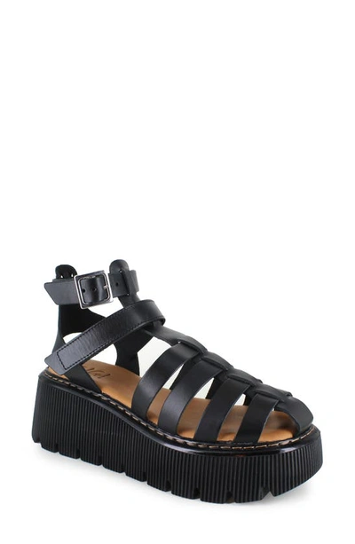 Zigi Tamarah Platform Fisherman Sandal In Black Leather