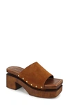 Zigi Jude Studded Platform Sandal In Brown Suede