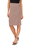 1.state Check Pencil Skirt In Deep Red