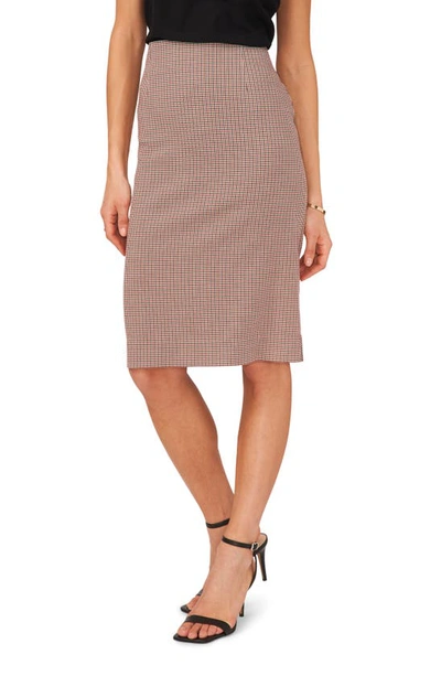 1.state Check Pencil Skirt In Deep Red