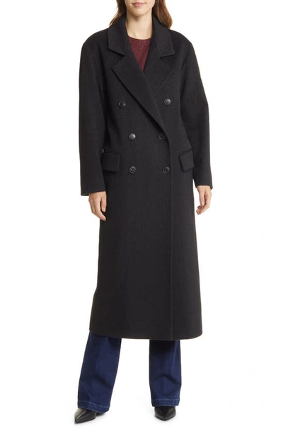Fleurette Hutton Double Breasted Wool Coat In Charcoal