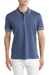 Hugo Boss Parlay Tipped Cotton Polo In Open Blue