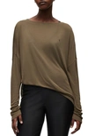 Allsaints Rita Oversize Long Sleeve T-shirt In Deep Olive Green