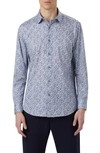 Bugatchi James Ooohcotton® Leaf Print Button-up Shirt In Night Blue