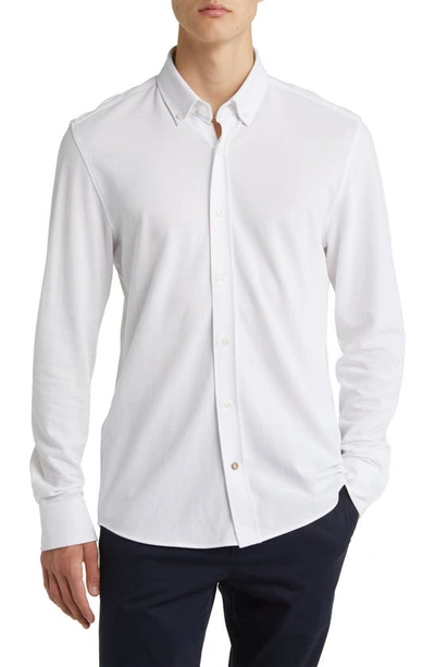 Hugo Boss Slim-fit Button-down Shirt In Oxford Cotton In White