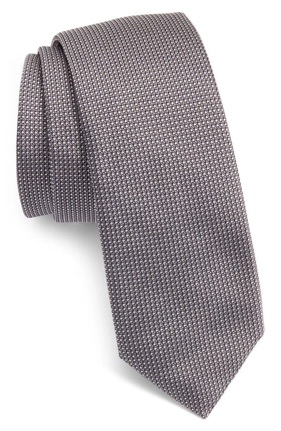 Hugo Boss Dot Silk Tie In Medium Grey