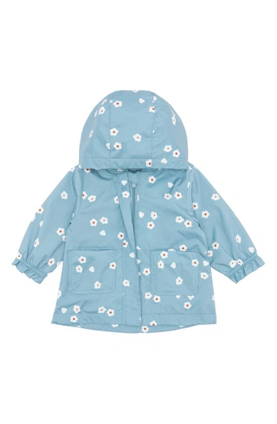 Miles The Label Babies' Floral Print Recycled Polyester Hooded Windbreaker In 601 Light Blue