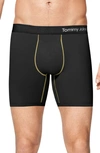 Tommy John Cool Cotton 6-inch Boxer Briefs In Black W/ Habanero Contrast