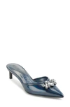 Karl Lagerfeld Sosie Crystal Pointed Toe Pump In Oxidized Blue