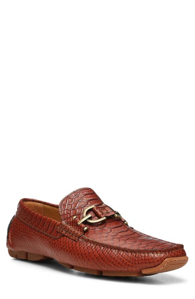 Donald Pliner Dacio Ii Snake Embossed Driving Loafer In Cognac