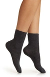 Nordstrom Rib Knit Ankle Socks In Black Caviar