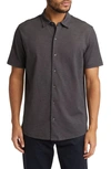 Robert Barakett Whitner Knit Short Sleeve Button-up Shirt In Black