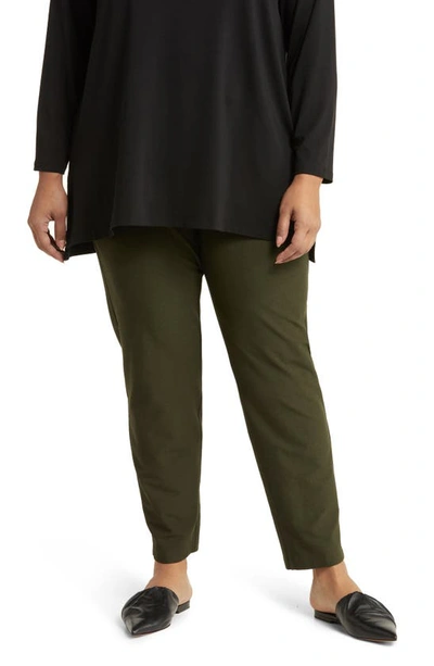 Eileen Fisher Slim Knit Ankle Pants In Woodland