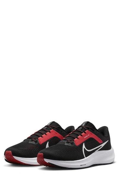 Nike Air Zoom Pegasus 40 Running Shoe In Black/ Light Crimson/ White