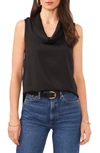 Vince Camuto Hammered Satin Sleeveless Cowl Neck Top In Rich Black