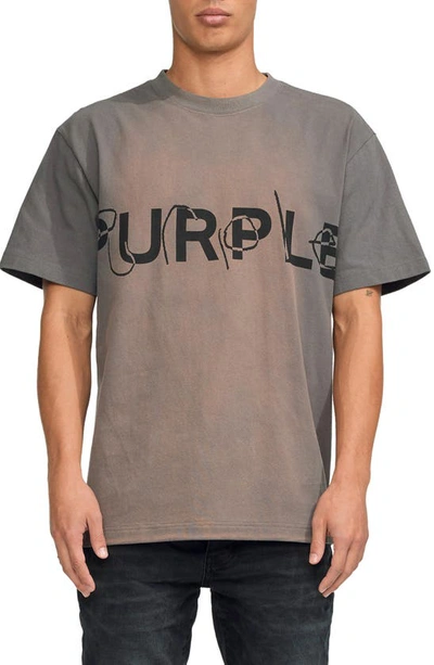 Purple Brand Logo Cotton Jersey Graphic T-shirt In Charcoal