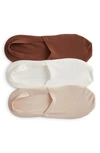 Nordstrom 3-pack Cotton Blend No-show Socks In Ivory Egret- Brown Multi