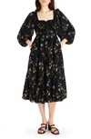 MADEWELL XIOMARA FLORAL PRINT LONG SLEEVE COTTON DRESS