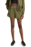 Zella Hybrid Ventilated Running/hiking Shorts In Olive Night