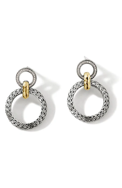 John Hardy Classic Chain Drop Earrings In Silver And Gold