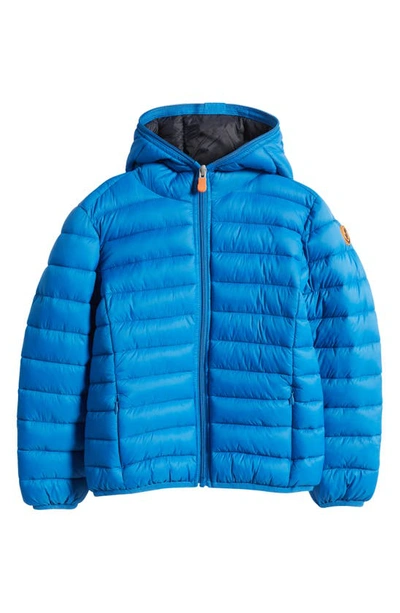 Save The Duck Kids' Donny Hooded Nylon Puffer Jacket In Blue Berry
