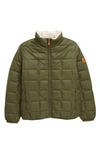 Save The Duck Kids' Tommy Lauren Faux Fur Lined Quilted Jacket In Laurel Green
