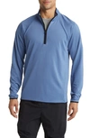 Zella Swing Quarter Zip Golf Pullover In Blue Bijou