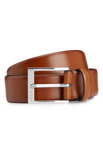 Hugo Boss Elloy Leather Belt In Brown