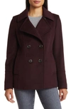 Sam Edelman Double Breasted Wool Blend Peacoat In Eggplant