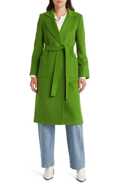 Sam Edelman Wool Blend Wrap Coat In Clover Green