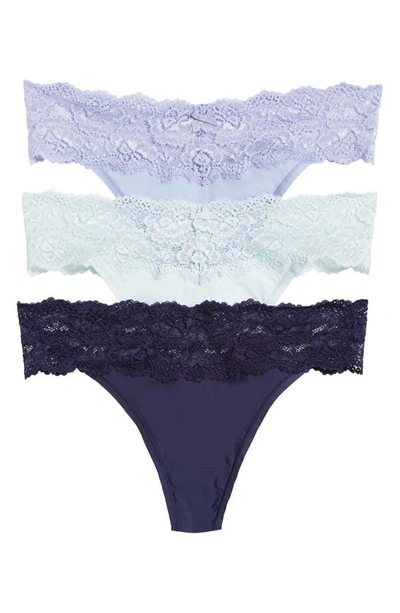 Skarlett Blue 3-pack Goddess Lace Thongs In Bry/ Sky/ Md