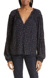 A.l.c Jenna Abstract Print Top In Black/ Blue Multi