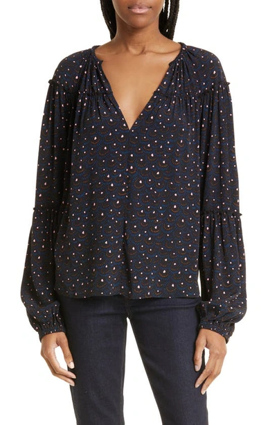 A.l.c Jenna Abstract Print Top In Black/ Blue Multi